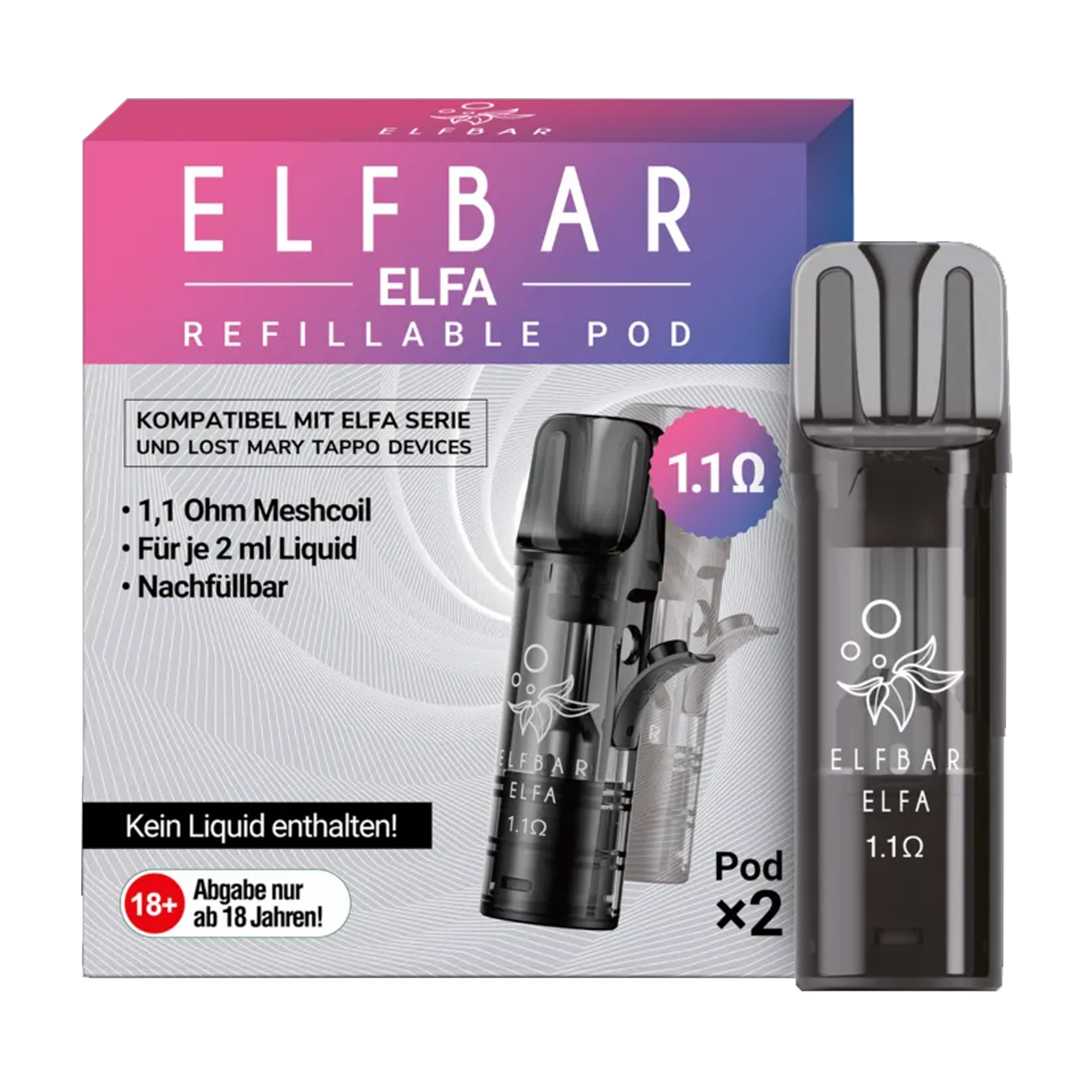 ElfBar - ELFA Leerpod 1,1 Ohm - Pod 2er Pack 2ml