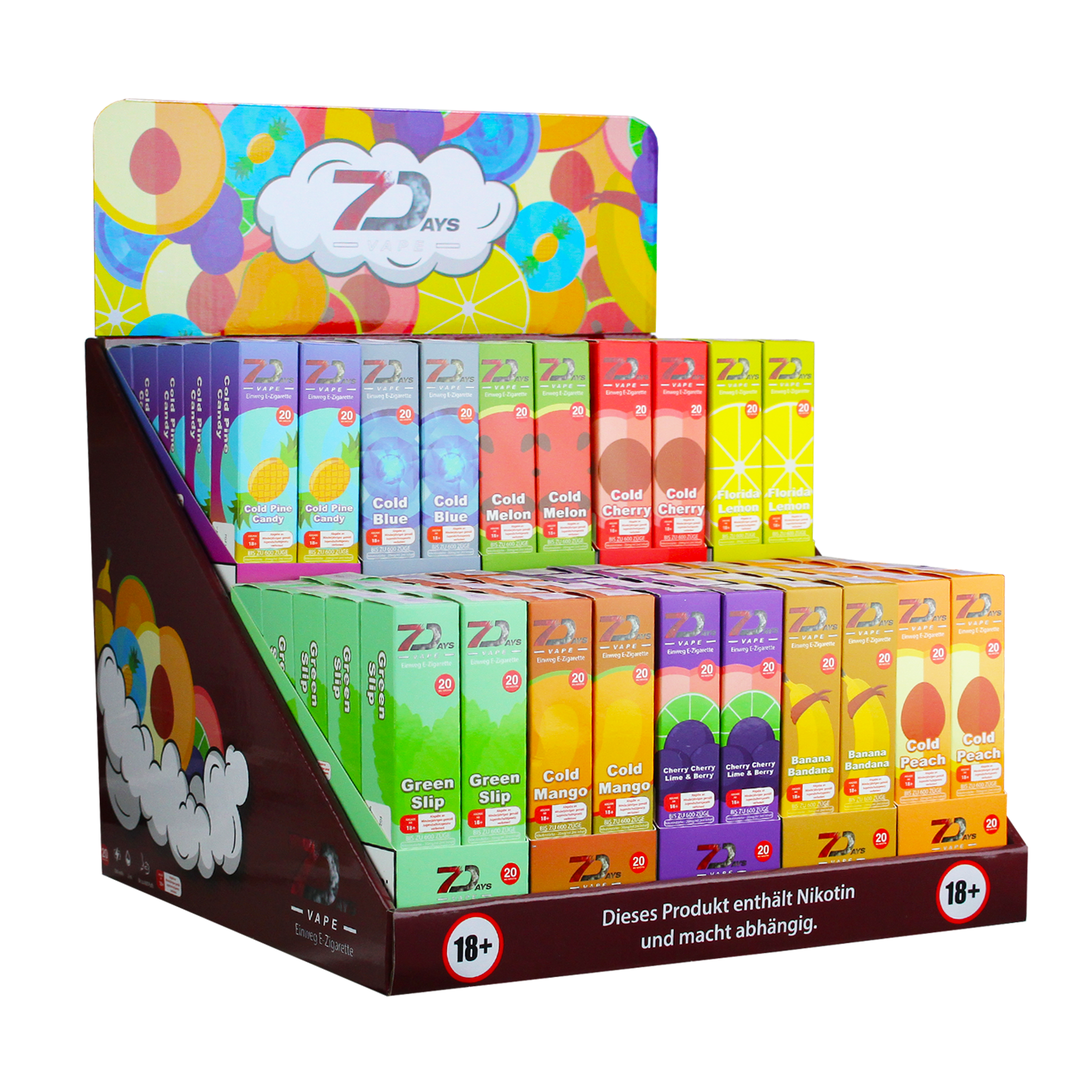 7Days Vape - Einweg E-Zigarette - Display inkl. 100 Vapes