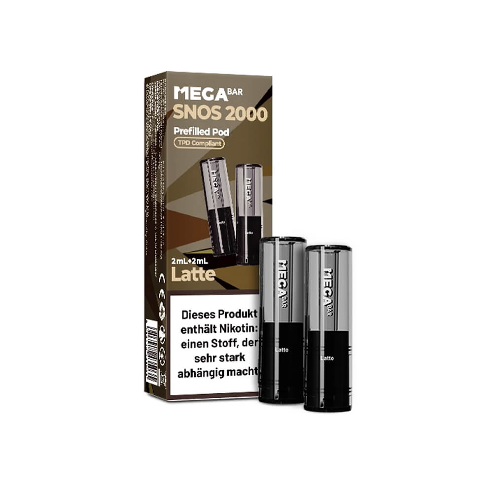 MEGABAR SNOS 2000 - Nasen Vape 2x Pods - Latte
