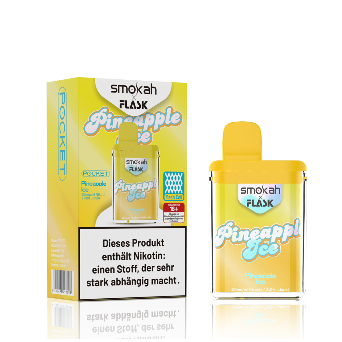 Smokah x Flask - Pocket Vape - Pineapple Ice 20mg