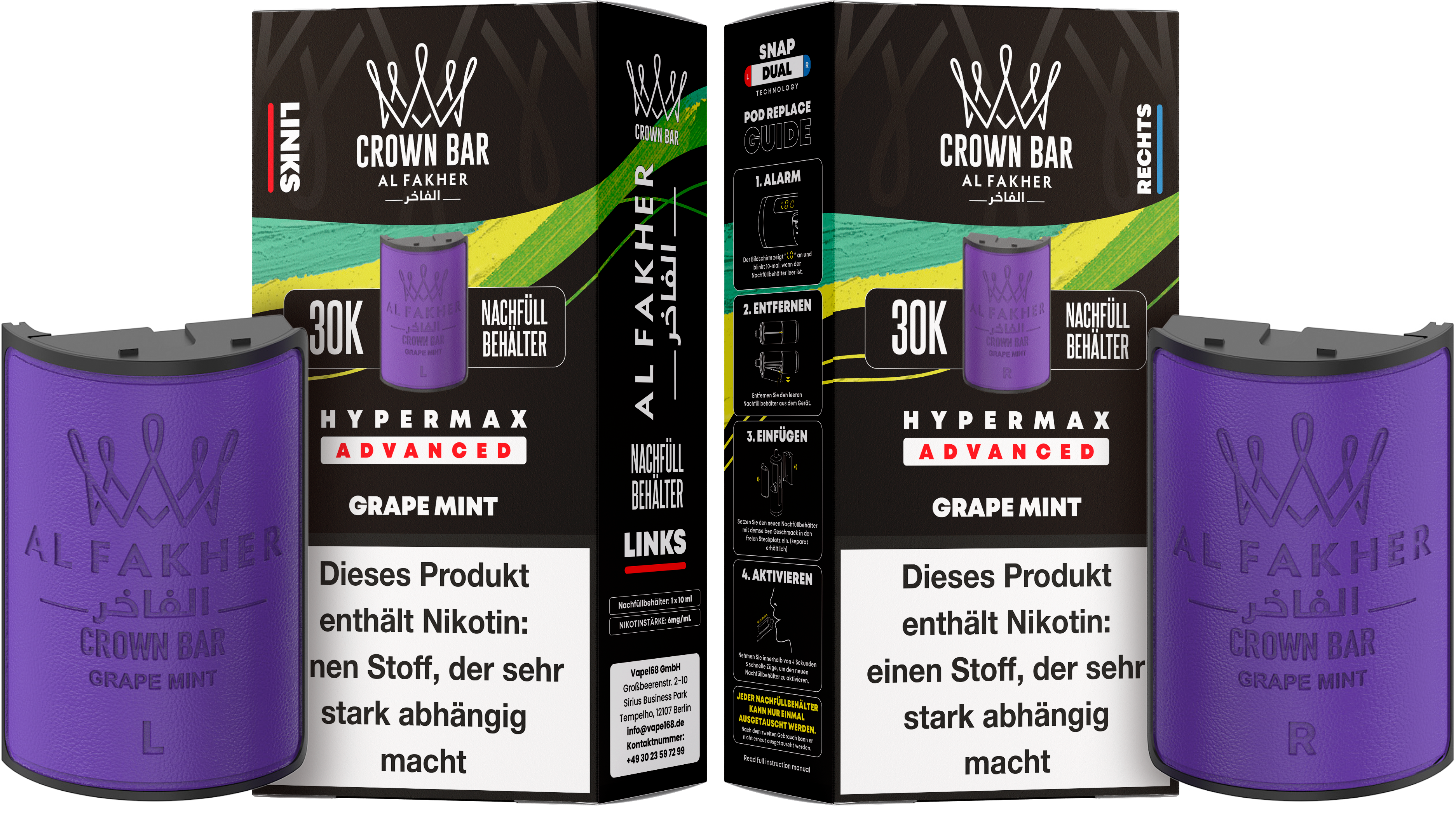 Al Fakher - Hypermax 30k 2x10ml Pod-Set - Grape Mint