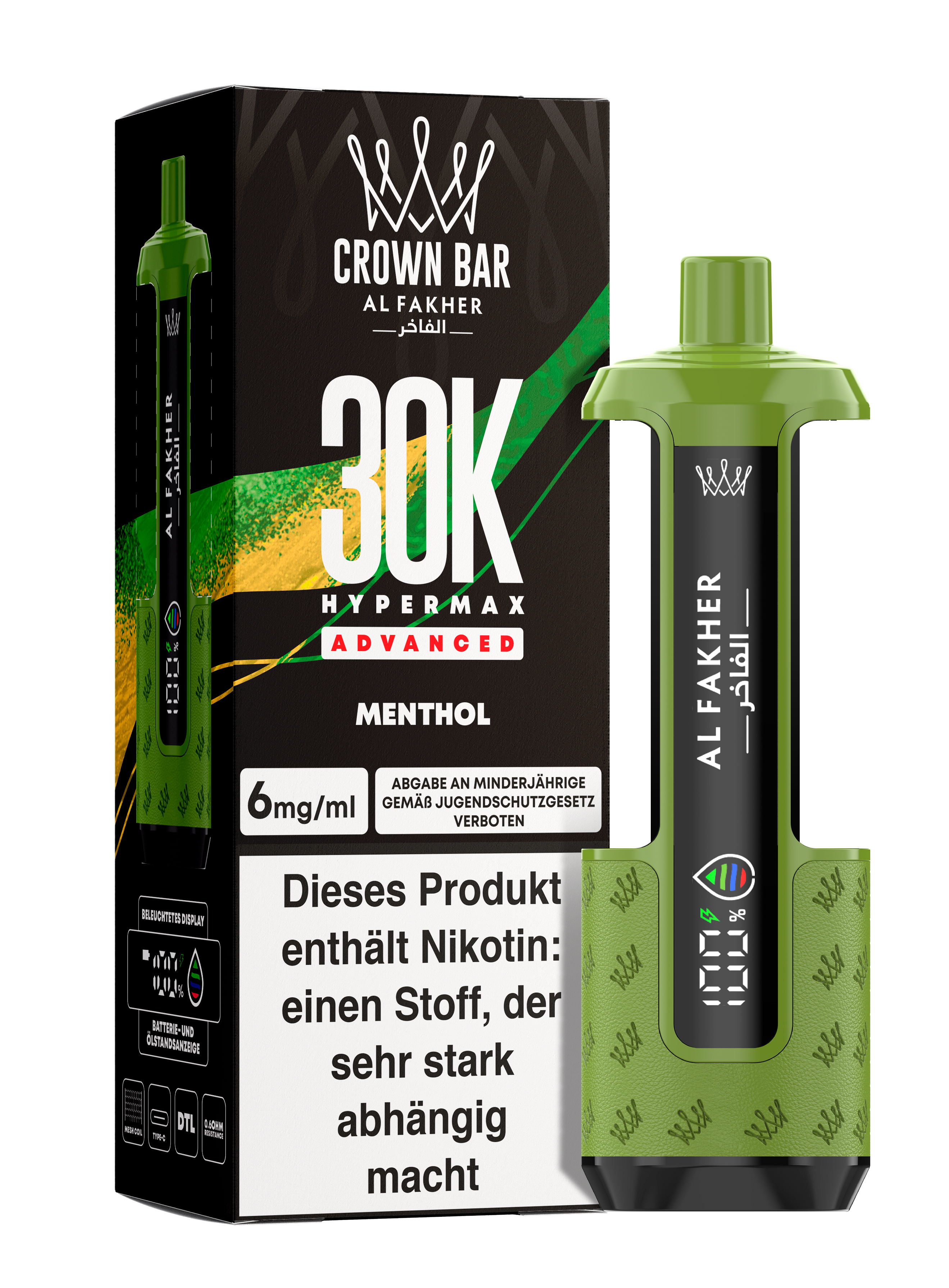 Al Fakher - Hypermax 30k 2ml Gerät + 2x10ml Pod - Menthol