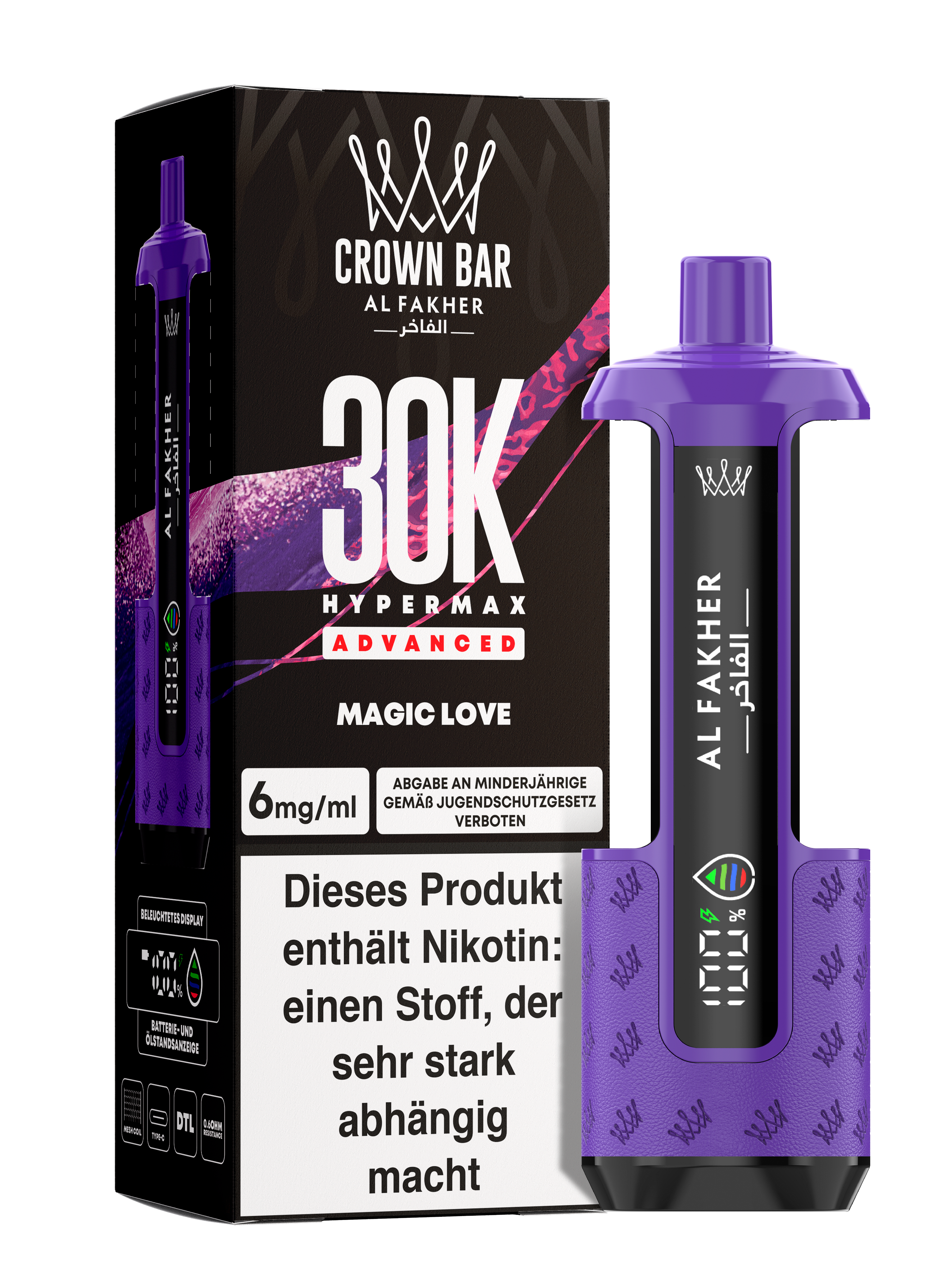 Al Fakher - Hypermax 30k 2ml Gerät + 2x10ml Pod - Magic Love