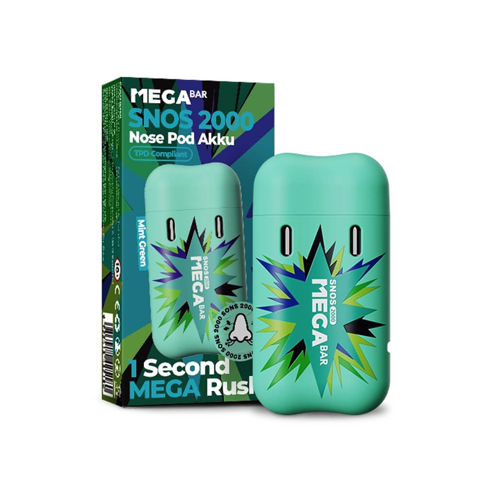 MEGABAR SNOS 2000 - Nasen Vape Kit – Mint Green