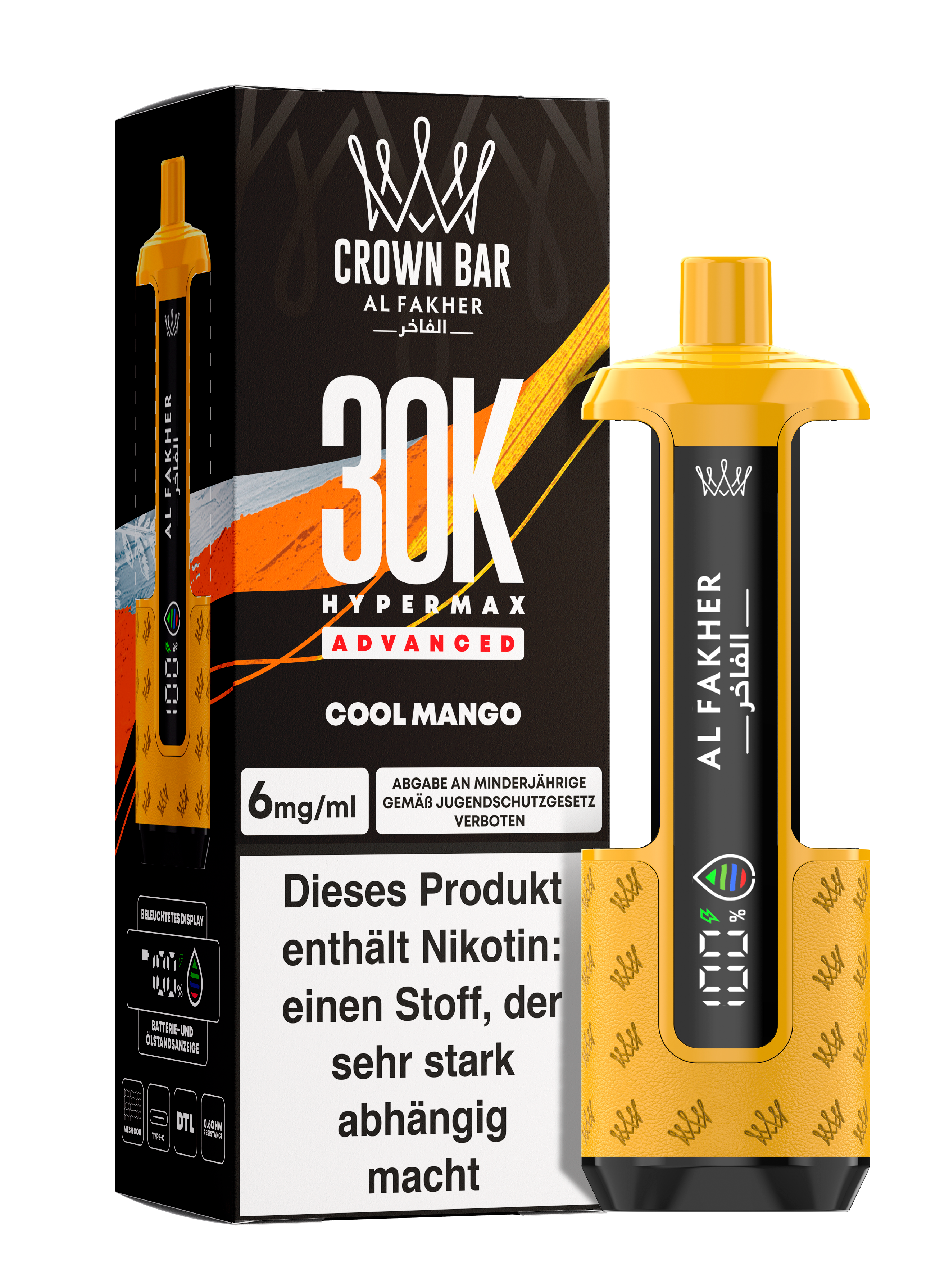 Al Fakher - Hypermax 30k 2ml Gerät + 2x10ml Pod - Cool Mango