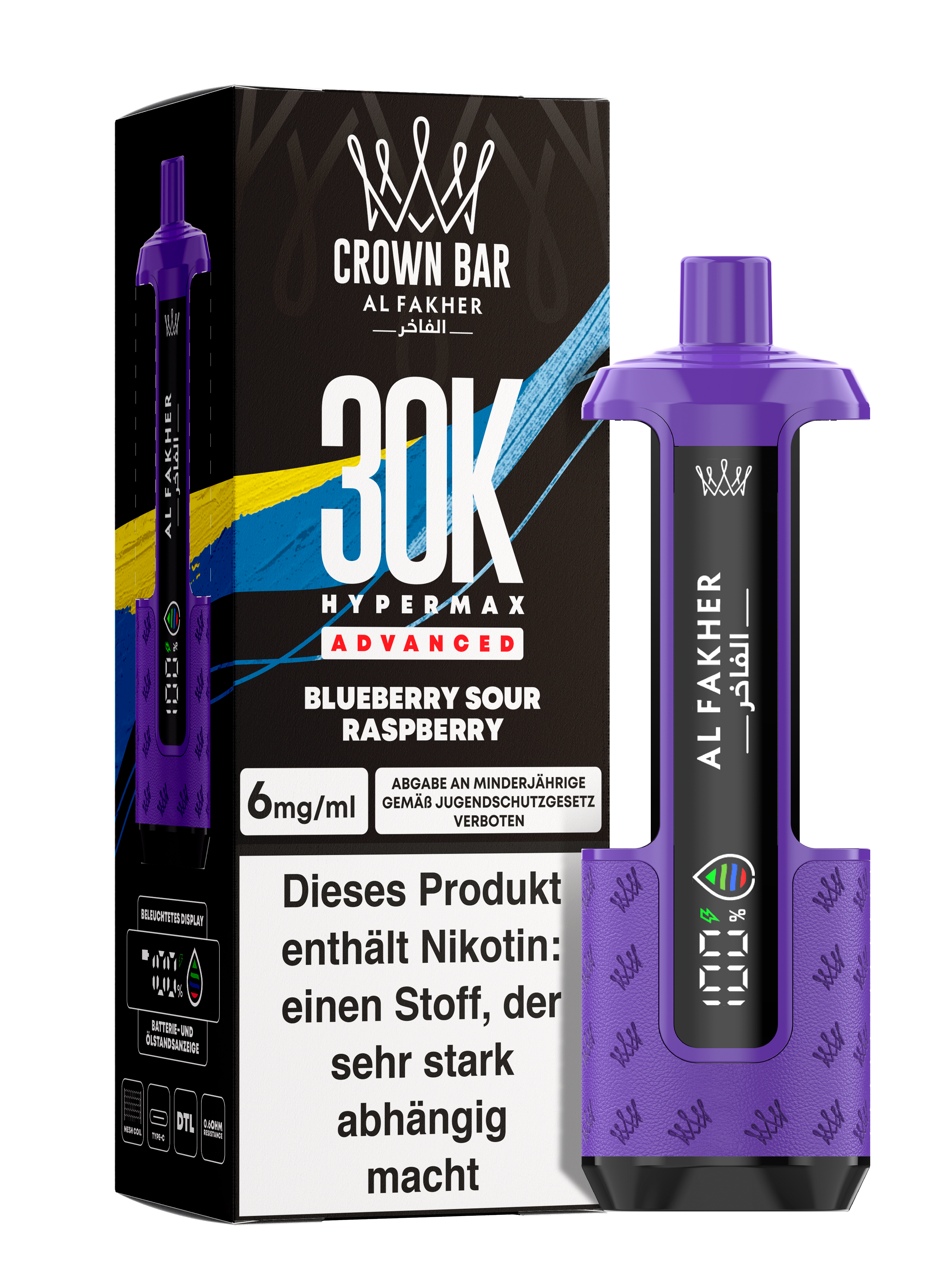 Al Fakher - Hypermax 30k 2ml Gerät + 2x10ml Pod - Blueberry Sour Raspberry